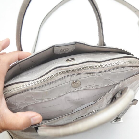 Michael Kors Mercer Crocodile-Embossed-Leather Dome Satchel Per Owned - Picture 5 of 6